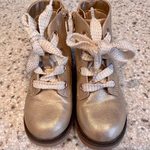 Girls gold combat boots